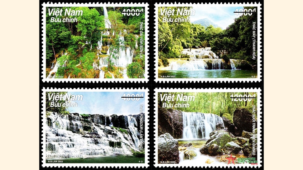 Stamp collection featuring famous Vietnamese waterfalls released